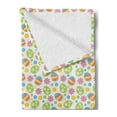 thumbnail image 2 of Easter Soft Flannel Fleece Throw Blanket, Patchwork Style Graphic Scrapbook Pattern with Daisy Sewing Buttons and Egg, Cozy Plush for Indoor and Outdoor Use, 50" x 60", Multicolor, by Ambesonne, 2 of 5