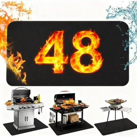 Under Grill Mat, 48x36 inch thick BBQ Floor Mats, suitable for deck, terrace, indoor fireplace mats, reusable oil resistant, waterproof, and barbecue protection pads