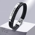 thumbnail image 2 of Pulseras de cuero multicapa Vnox para hombres y mujeres, brazalete personalizado informal de acero inoxidable con grabado personalizable Tan Jianjun unisex, 2 of 2