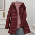 thumbnail image 3 of UTSJKR Clearance Women's Lightweight Down Jacket Packable Puffer Coat Winter Warm Hooded Long Sleeve Outwear Winter Coat Wine XXL, 3 of 9