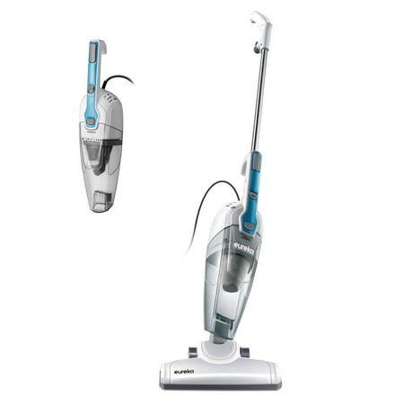 EUREKA Stick Vacuum Cleaner Powerful Suction 3-in-1 Small Handheld Vac with Filter for Hard Floor Lightweight Upright Home Pet Hair New White with Aqua Blue