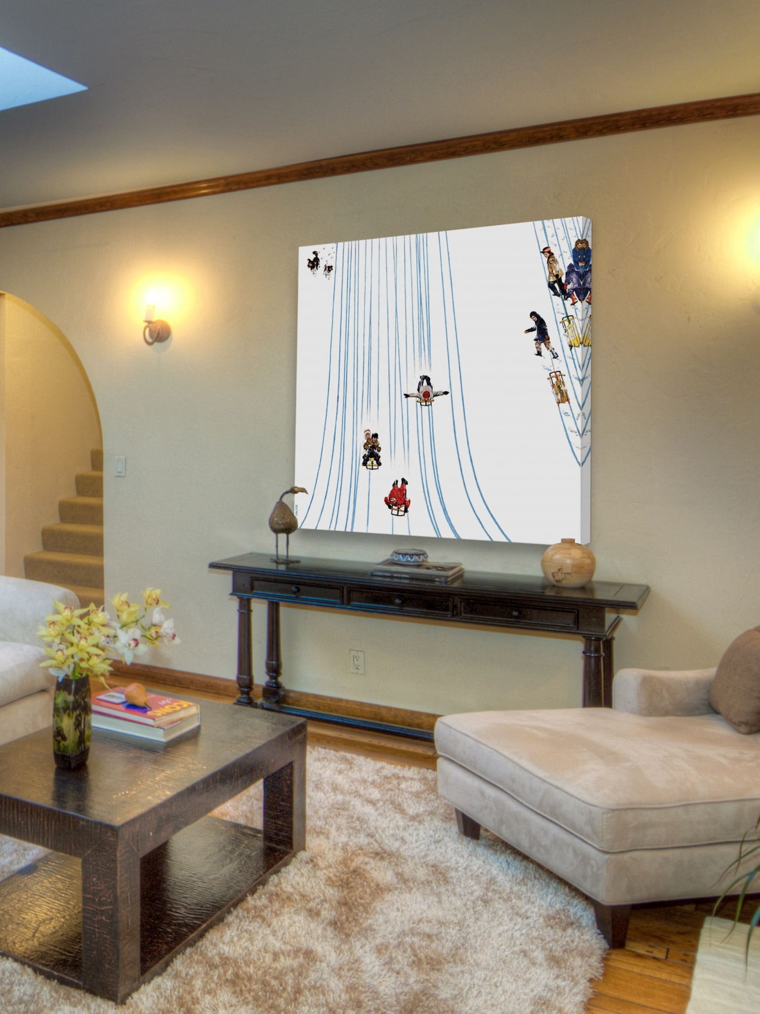Marmont Hill Sledding Designs in the Snow by John Falter Painting Print on Canvas