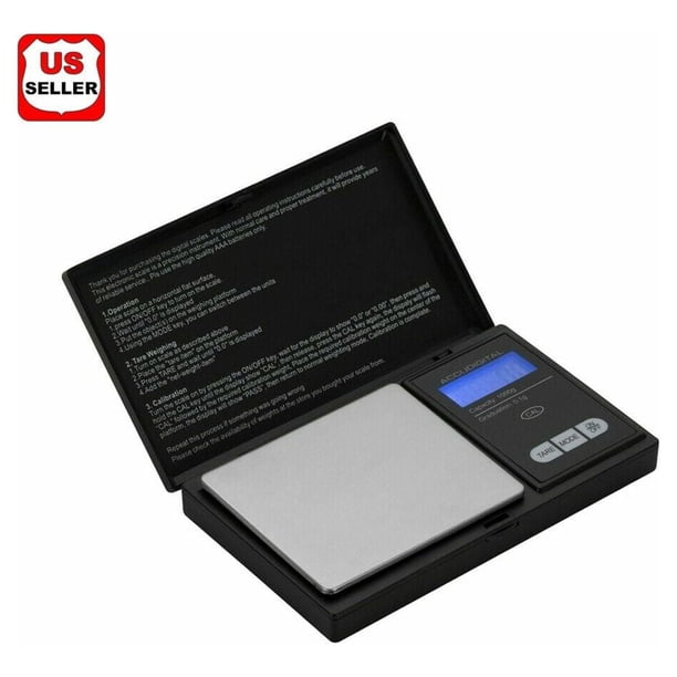 Báscula Digital de Bolsillo de 1000 G x 0,1 G para Joyería, Plata, Oro, Monedas, Hierbas y Granos.