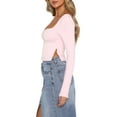 thumbnail image 5 of Caoirhny Women T-shirt, Long Sleeve Backless Solid Slit Ladies Crop Top Streetwear for Daily Party, 5 of 6