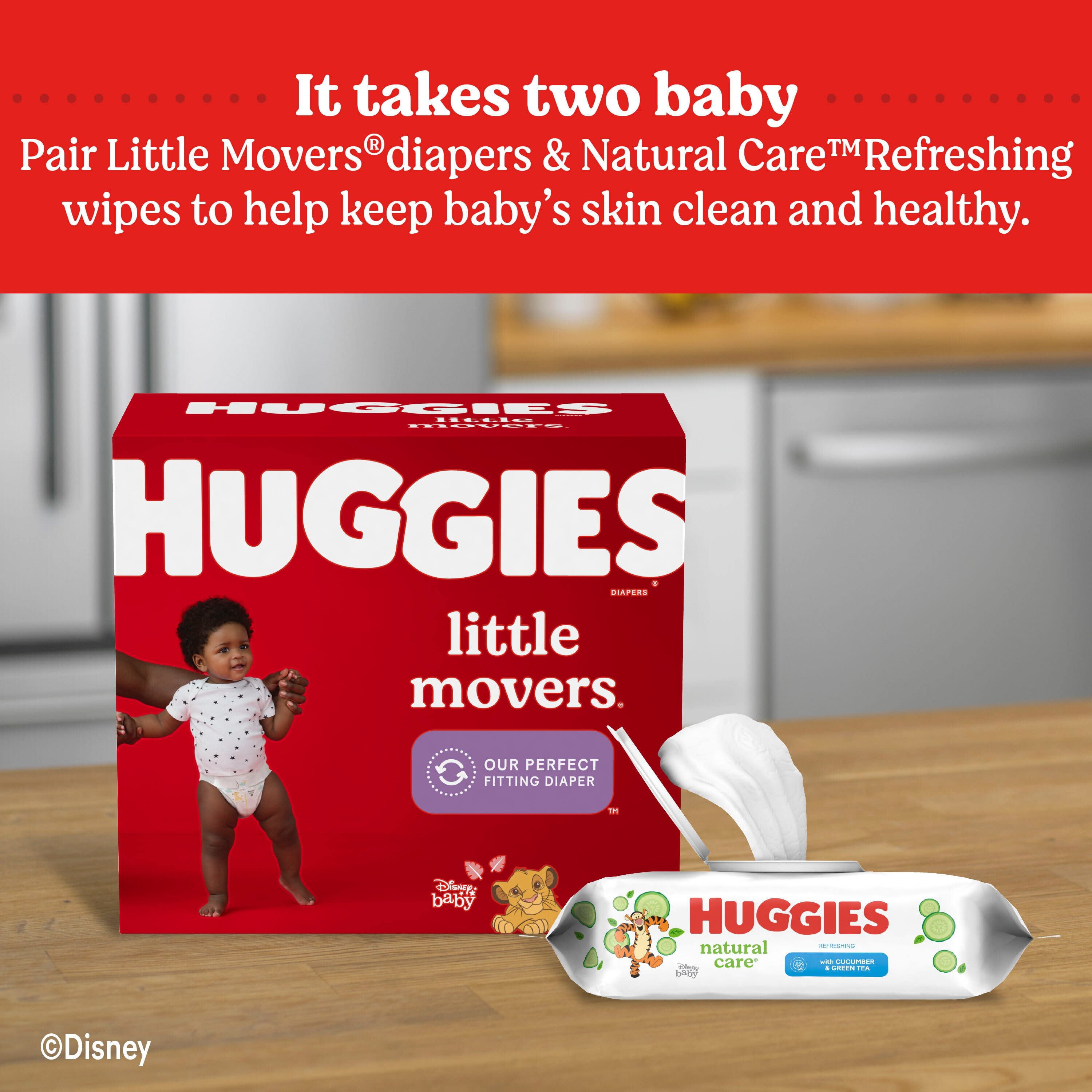 Huggies soins naturels lingettes rafraîchissantes pour bébé, parfumées, 3  packs flip-top, 168 ea