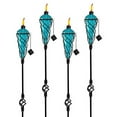 thumbnail image 2 of Westcharm 4 Pack 60 Inch Glass Garden Torch Light with Swirling Metal Ground Pole - Burning Citronella Torch Fuel | Outdoor Lighting for Party Patio Pathway Garden Garden Décor - Green, 2 of 7