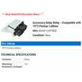 thumbnail image 2 of Accessory Delay Relay - Compatible with 1972 Pontiac LeMans, 2 of 2
