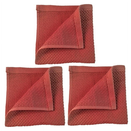 

Cuteam Rags 3Pcs Absorbent Rags Comfortable Easy to Dry Hanging Design Water Absorption Breathable Clean Cotton Waffle Grid Face Towels Household Supplies