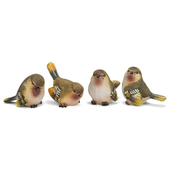 RAZ Imports Rayé Oiseau 2.5 x 2.25 Pouces Résine Figurine de Table Décorative Set de 4, Sauge Verte