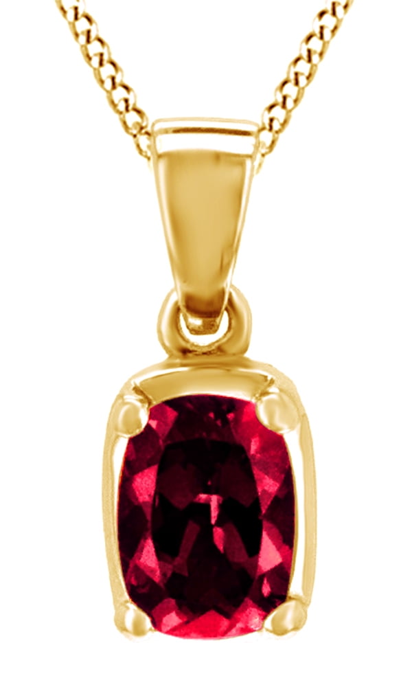 Cushion Cut Simulated Pink Ruby Solitaire Pendant Necklace In 14k Solid White Gold (1.36 Cttw) by Jewel Zone US