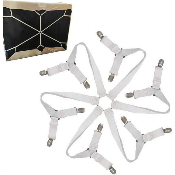 Bed Sheet Holder Straps - Adjustable Crisscross Sheet Clips Elastic Band Fitted Bed Sheet Fasten Suspenders Grippers - Fits All Mattress Sizes