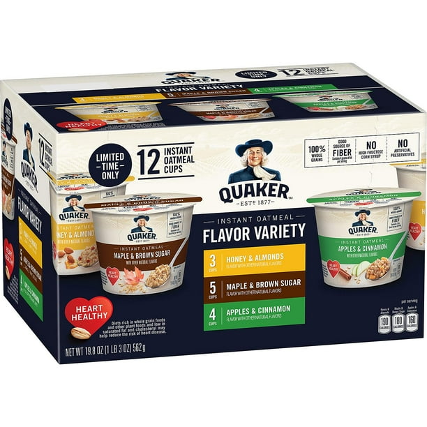 Quaker Instant Oatmeal Express Cups, Variety Pack (1.68 oz., 12 pk.)