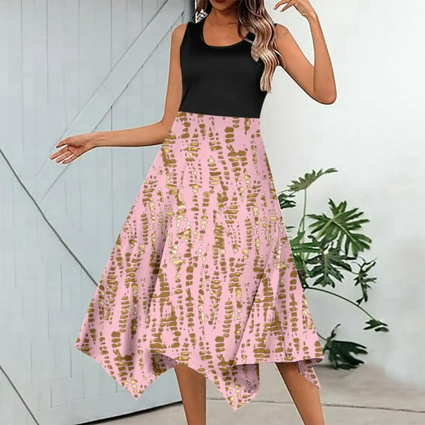 WILLBEST Vestido De Verano Para Mujer, Informal, Fluido, Floral, Elegante, Chaleco Largo