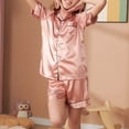 thumbnail image 7 of Cethrio Girls Summer Pajama Sets, Short Sleeve Casual Comfy Collared Girls' Sleepwear Watermelon Red Size 6, 7 of 7