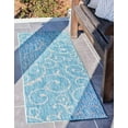 thumbnail image 2 of Unique Loom Outdoor Botanical Vines Area Rug 2' x 6' Runner Aqua Blue/Ivory, 2 of 4