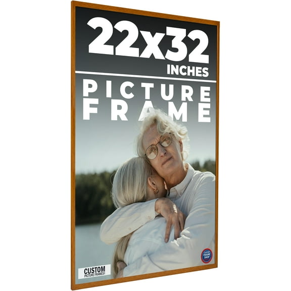 22x32 Honey Brown Real Wood Picture Frame Width 0.75 inches | Interior Frame Depth 0.5 inches |