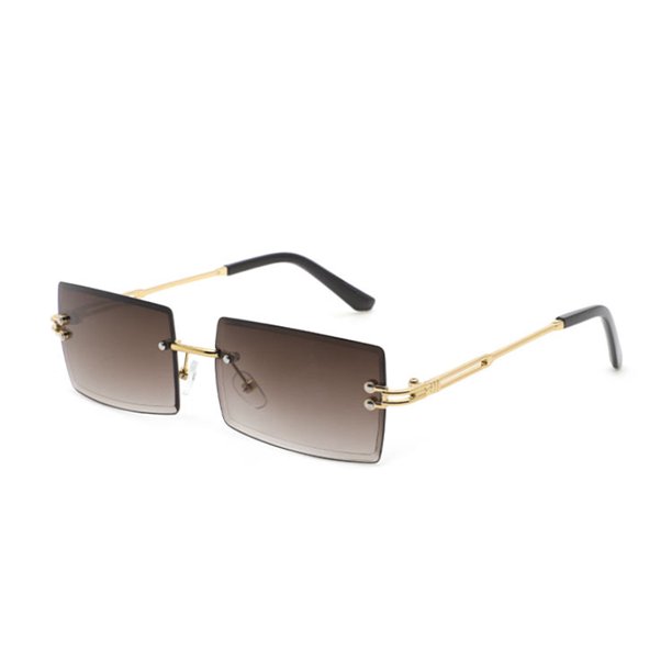 Gafas de sol sin marco de metal para mujer, gafas de sol de protección solar ultraligeras cuadradas de moda europeas y americanas para hombre