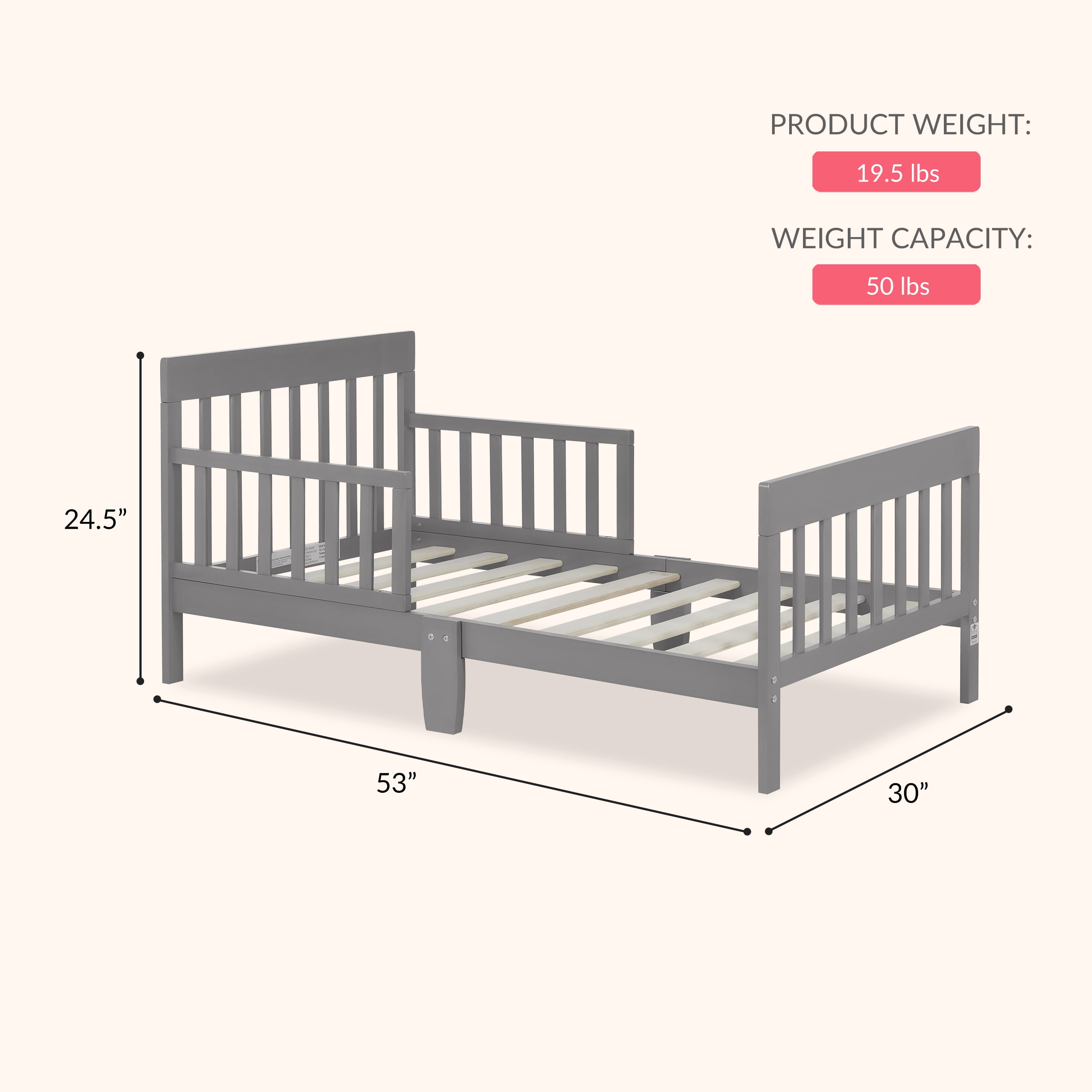 Dream on Me Finn Toddler Bed, Storm Grey
