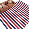 thumbnail image 2 of Classic Modern Washable Living Room Rugs 5'x7', Striped Red Blue White Low Pile Throw Large Area Rugs Non-Slip Sturdy Edge Binding Carpet for Dining Room Bedside Kitchen, 2 of 9