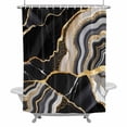 thumbnail image 2 of Black Gold Marble Shower Curtain for Bathroom Decor, Glitter Geometric Marble Foil Texture Waterproof Fabric Shower Curtain, 36"x72" Set with 12 Hooks, 2 of 9