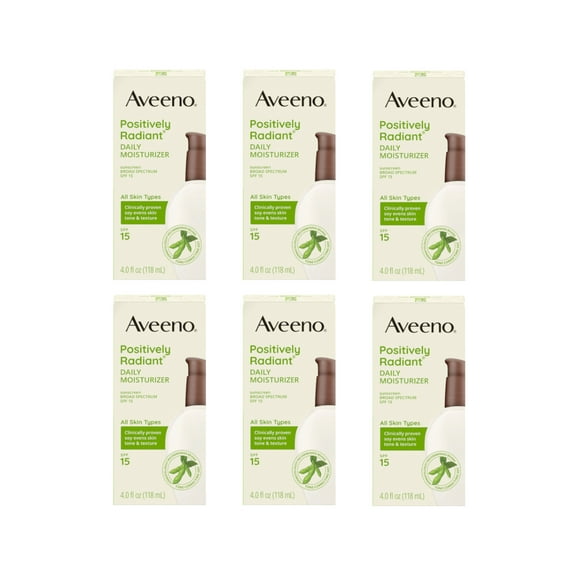 6 Pack - Aveeno Positively Radiant Daily Moisturizer, SPF 15 4oz Each