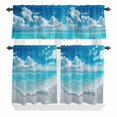 thumbnail image 2 of Kitchen Window Curtains Valance and Tier Set, Sea Wave Blue Sky White Clouds Rod Pocket Tier Curtain Valance Set, Summer Beach Theme Light Filtering Cafe Curtains for Bedroom Living Room, 2 of 9