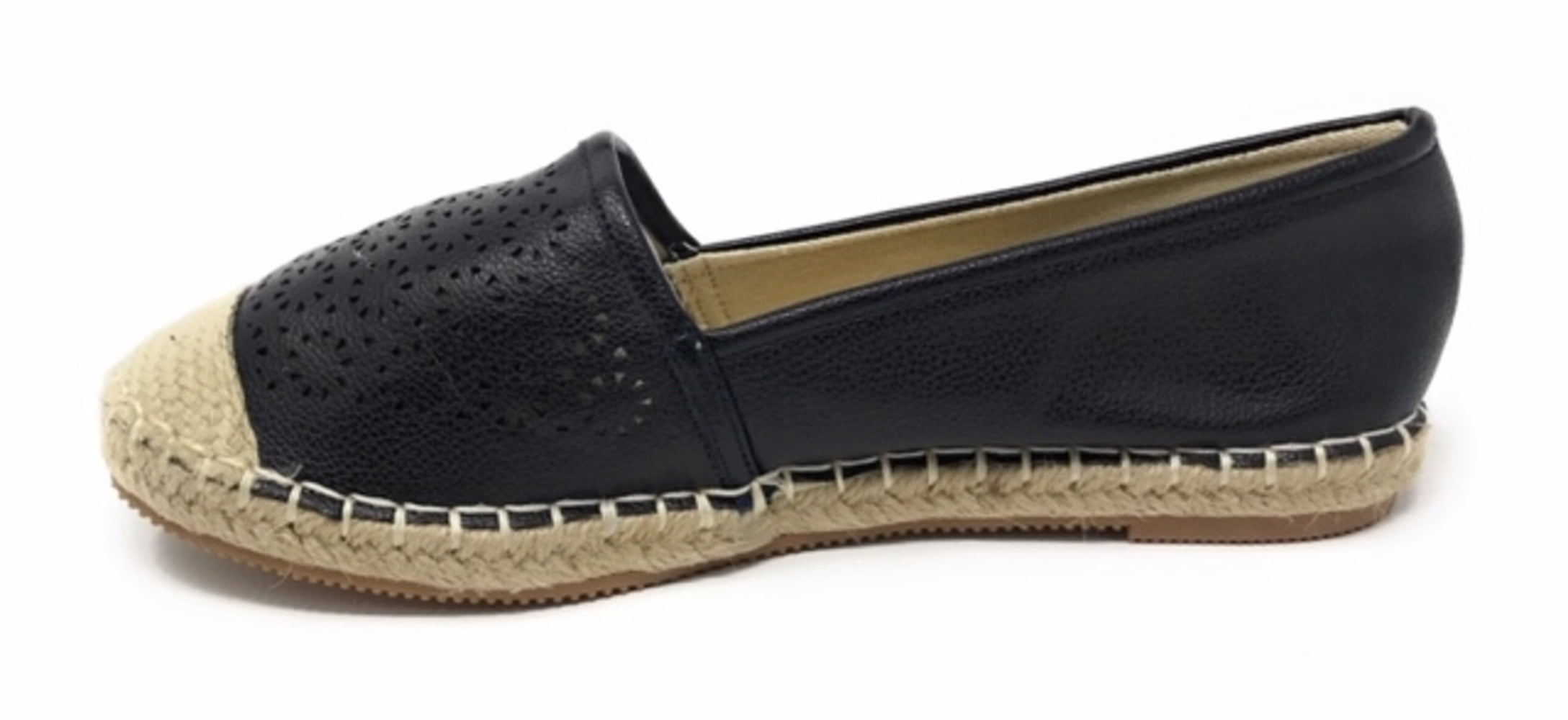 Women's Forever Young Faux Leather Embossed Woven Weaved Tip Espadrille