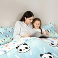 thumbnail image 5 of jejeloiu Cute Panda Bedding Comforter Set,Zoo Animal Twin Comforter Sets,Blue Green Ombre Bedding Set For Boys Girls,Ultra Soft Home Decor Reversible,2-Piece, 5 of 8