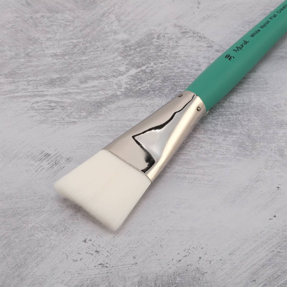 Creative Mark Art Supplies Large Mural Synthetic White Filament Paint Brush - Flat #30 - Artist Supplies for Acrylics, Watercolors, and Oils - Durable, Resilient, Seamless Ferrules