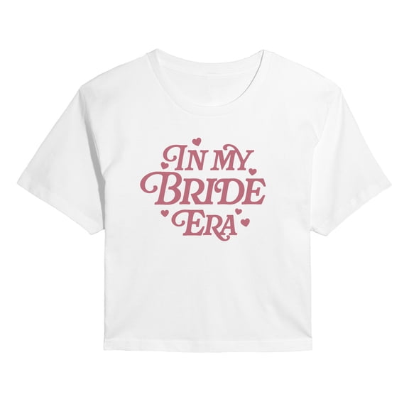 Instant Message - In My Bride Era - Juniors Cropped Short Sleeve Graphic T-Shirt
