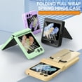 thumbnail image 5 of SaniMore for Samsung Galaxy Z Flip 5 (6.7" 2023) Case, 360° Hinge Protection + Flip Card Slots [RFID Blocking], Built-in Front Tempered Camera Film, Rugged PC Shell Shockproof Anti-fall, Green, 5 of 6