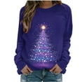 thumbnail image 2 of FDGIU Women's Christmas Long Sleeve T-Shirt - Lightweight Christmas Tree Graphic Top, Snowflake Sequined Blouse, Xmas Vacation Casual Sweatshirt, 2 of 6