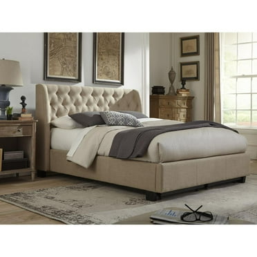 Modus Furniture Levi Tufted Platform Bed in Toast Linen