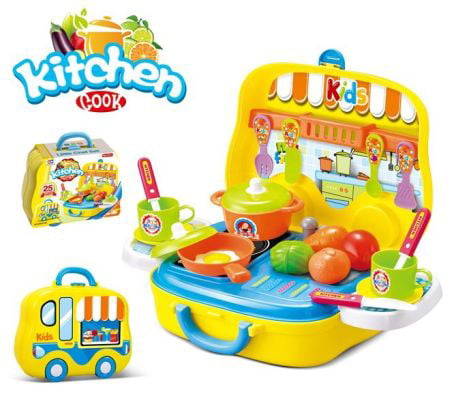 Details about   Kids Kitchen Play Set Portable Little Chef Toy With Food Accessories Carry Case 