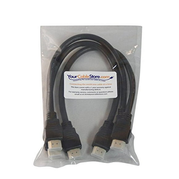Your Cable Store 1 Foot HDMI 2.0 HDTV Cable Gold Plated 28 AWG 3 Pack