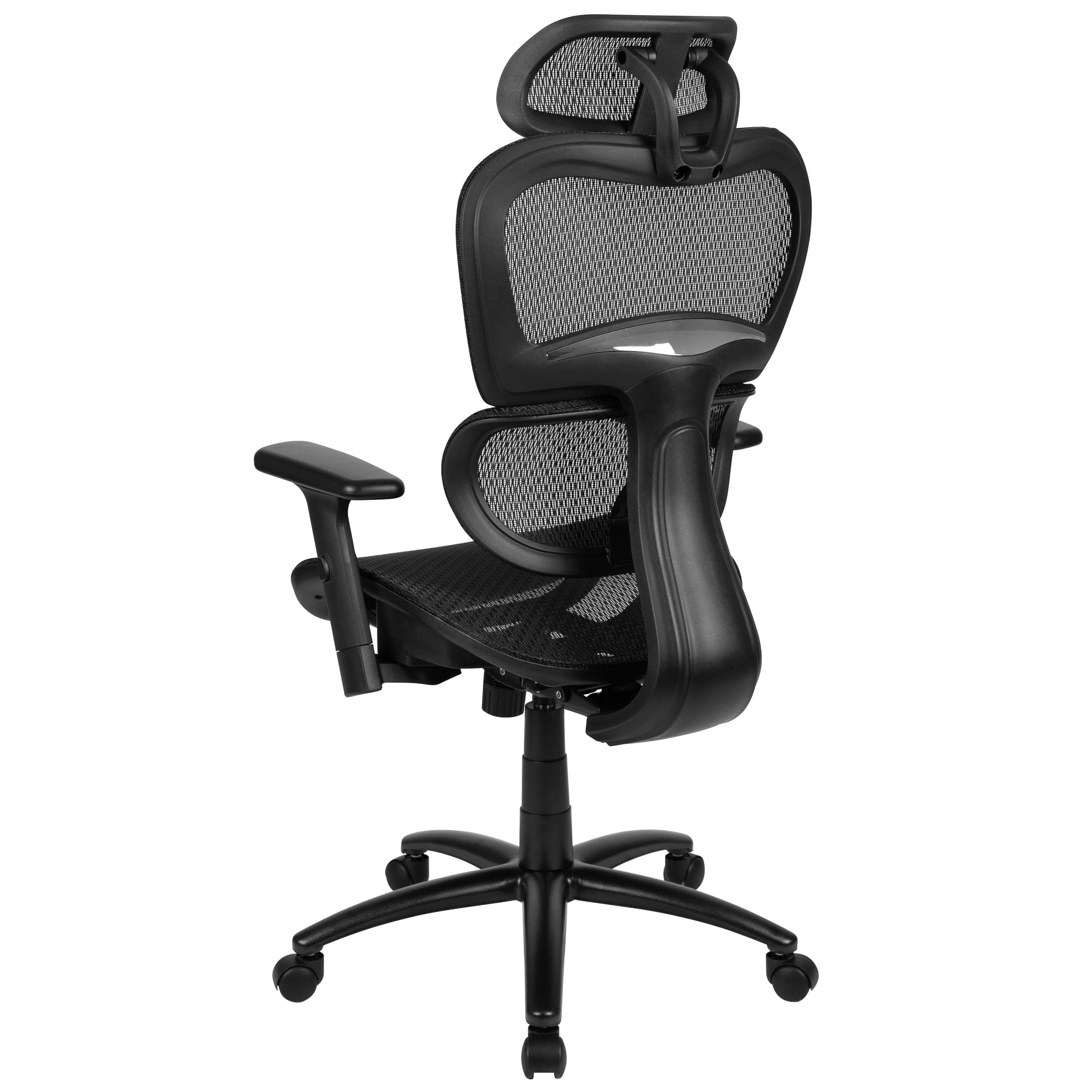 Flash Furniture Ergonomic Mesh Office Chair with 2-to-1 Synchro-Tilt, Adjustable Headrest, Lumbar Support, and Adjustable Pivot Arms in Black
