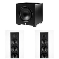 Elac - Two DF53-BK - Debut 3.0 5.25" Floor Speaker - Black and Elac PS250-BK - Varro Premium 10" 250 Watt Powered Subwoofer with Auto-EQ
