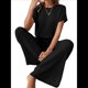 thumbnail image 3 of Traje Informal de Dos Piezas para Mujer, para Viajes y Vacaciones de Verano, con Corta y Pantalones Anchos. Negro XL, 3 of 7