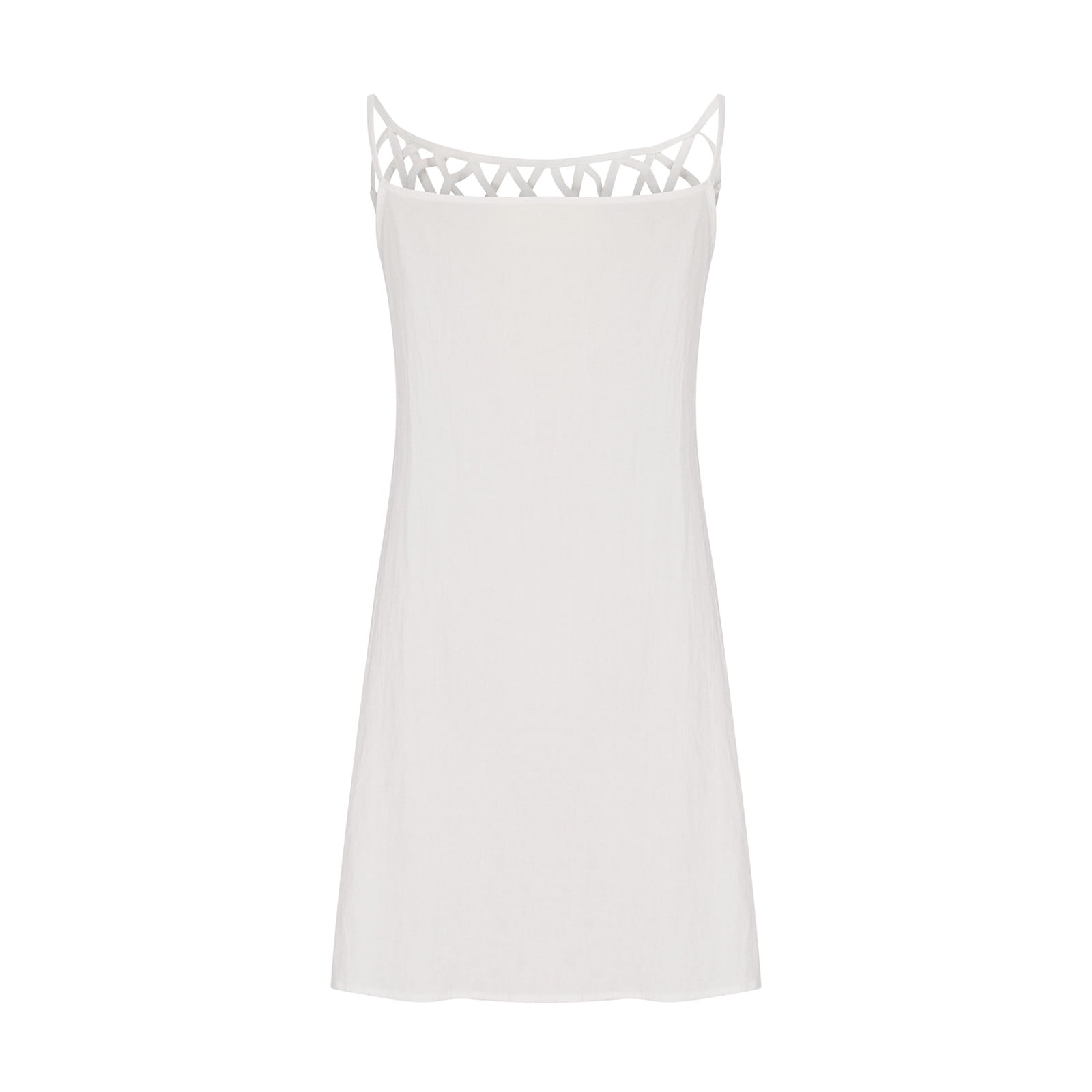 NEBZCIV Womens Sleeveless Summer Cotton Linen White Knee