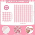 thumbnail image 2 of 120 Pcs Pink Gingham Napkins, Pink Baby Shower Napkins Scalloped Cocktail Napkins Disposable Pink Checkered Napkin Plaid Napkins for Valentines, Baby Shower, Tea Party, Picnic, 5 x 5 Inches, 2 of 7