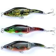 thumbnail image 3 of 9.5cm Painted 3 Sections VIB 3D Eyes Bionic Fishing Hard Lure Bait with Hooks, 3 of 7