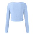 thumbnail image 5 of UJNDER Women's Long Sleeve Crop Tops Square Neck Solid Color Pullover for Casual Streetwear and Everyday Comfort Blue Blue, 5 of 5