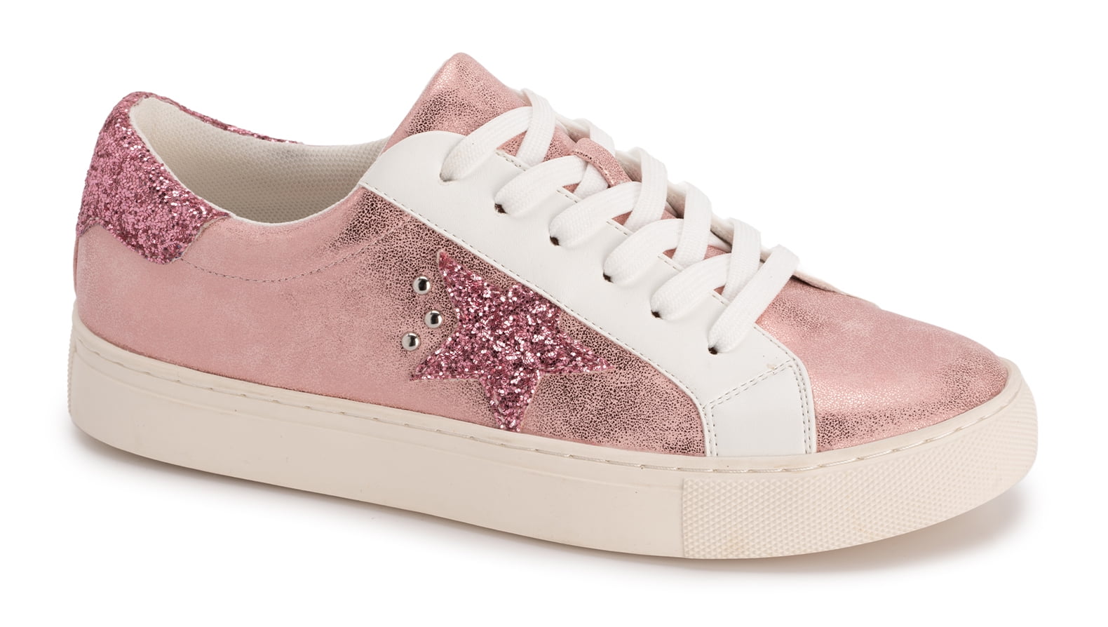 Hey Girl by Corkys Supernova Glitter Star Sneaker (8, Pink Metallic