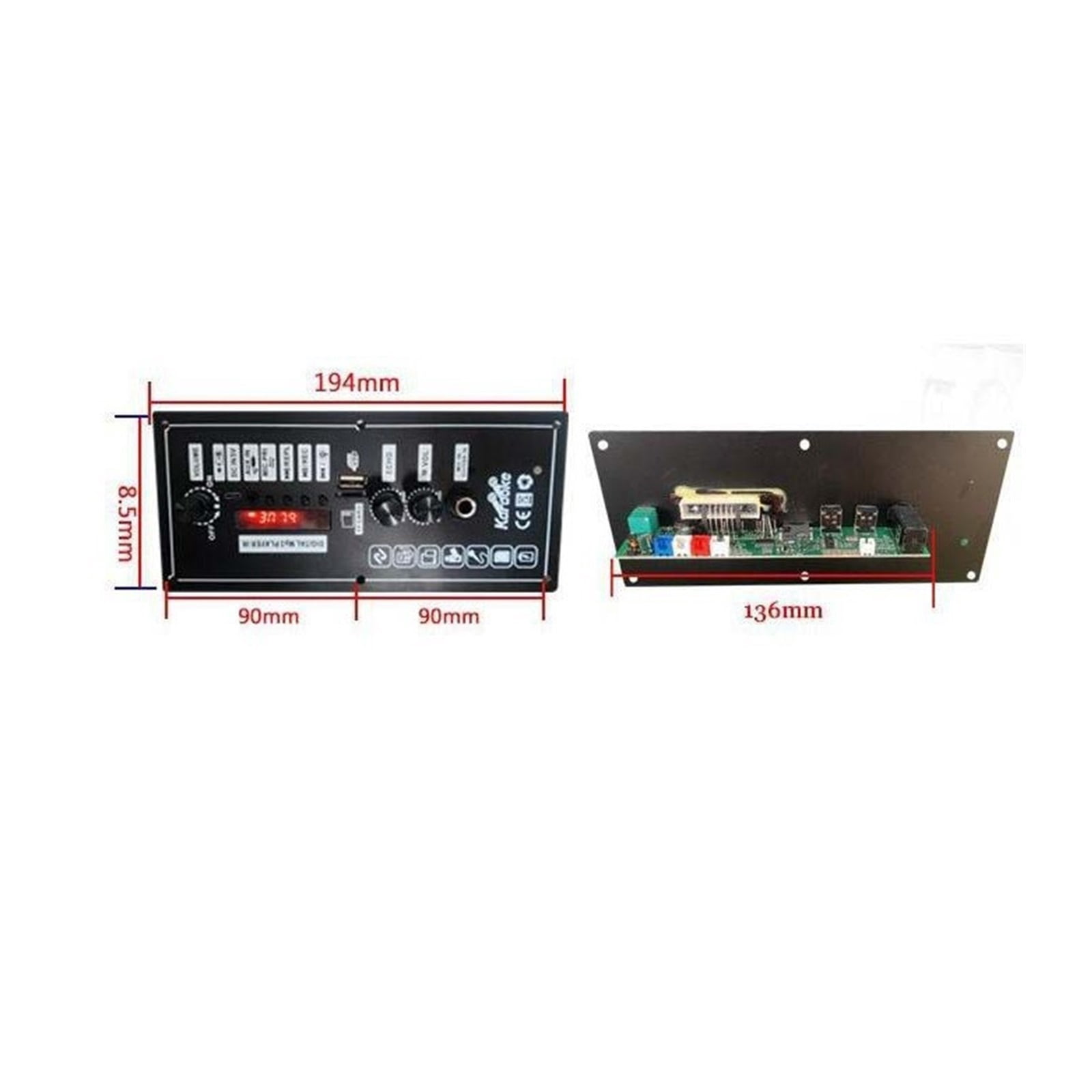 3.7V Amplifier Board Square Dance 30W Speaker Amplifier Support Bluetooth AUX U-Disk Recording ,Bass & Treble Control