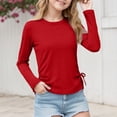 thumbnail image 2 of yocbz Cute Tops for Teen Girls Girls Long Sleeve Solid Shirts Cute Crewnecks Tops Dressy Casual Blouses Clothes Round Neck Shirts Red,Size for 13-14 Years, 2 of 6