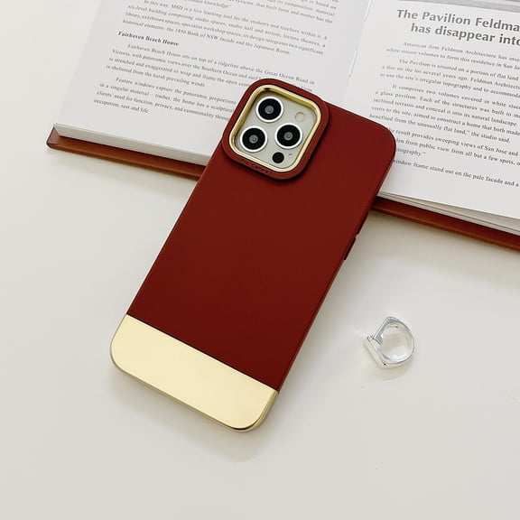Case for iPhone 13 Pro,Electroplated Metal Gold Three-Stage Splicing, Simple and Luxurious Appearance, A Variety of Colors are Available, Soft TPU Phone Case for iPhone 13 Pro,Winered
