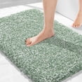 thumbnail image 1 of Alfombra de baño Yimobra de microfibra verde claro y blanco de 80 x 50 cm, 1 of 8