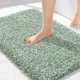 thumbnail image 1 of Alfombra de baño Yimobra de microfibra verde claro y blanco de 80 x 50 cm, 1 of 8