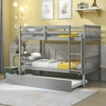 thumbnail image 2 of Twin over Twin Bunk Bed with Twin Size Trundle, Solid Pine Wood Bunk Bed can Convertible into 3 Platform Bed with Guardrail, Inclined Ladder, All Tools Included, Easy to Assemble, Gray,LJ3455, 2 of 10