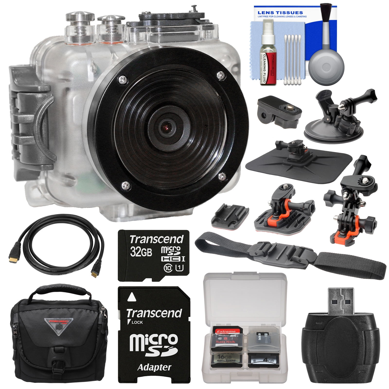 Navitech 8-in-1 Action Camera Accessories Combo Kit with EVA Case Compatible with The Sony HDR-AS100V HDR-AS10 AZ1VR Action Cam Mini with Wi-Fi HDR-AS100VR
